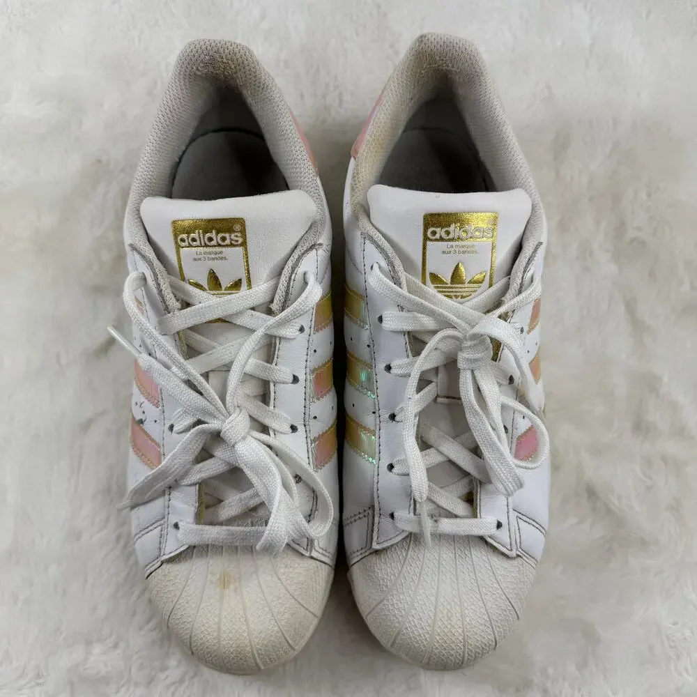 Adidas Superstar Low Youth White Iridescent Size 7
